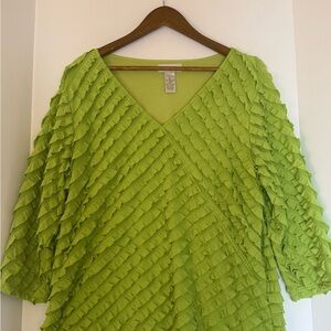 Vibrant Green Ruffled Blouse